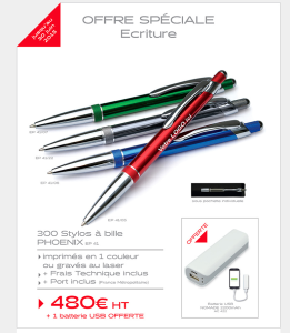 Promotion stylos publicitaires L'Objet de la Com' jusqu'au 30 juin 2015